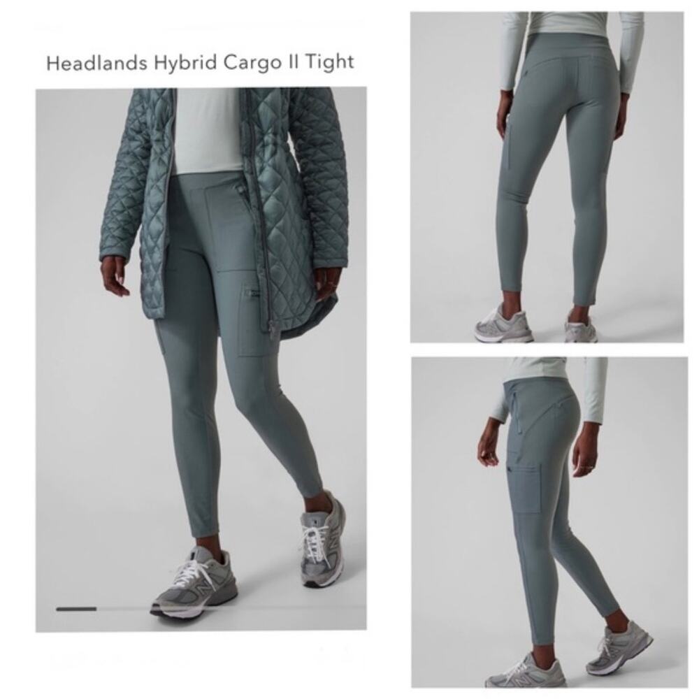 NWOT  Athleta Gray Headlands Hybrid High Rise Cargo Pants Hiking Sz 0